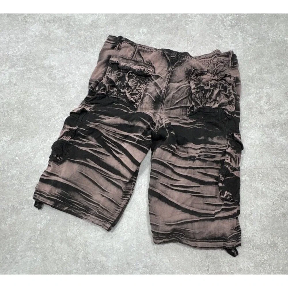 Y2K XIYUHUANGZU Vtg Vintage Men's 34 Pink Black Baggy Cargo Gorpcore Shorts Rare